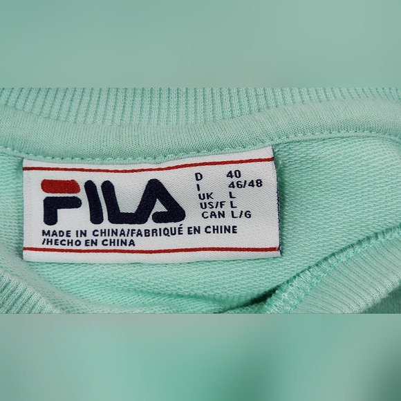 Women's FILA Crew Neck Dual Pocket Sweatshirt Size Large Seafoam Green - Picture 12 of 13